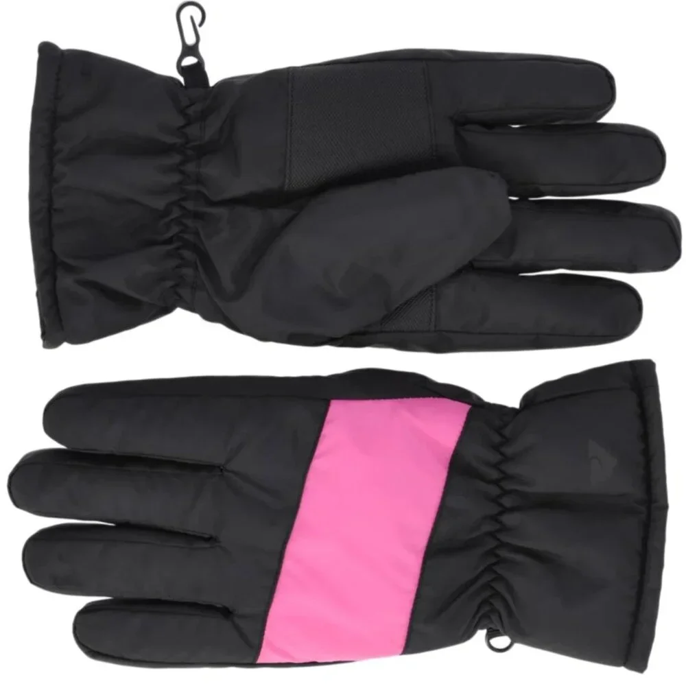 Ozark Trail Girls Gloves Water Resistant SIZE S-M Black Pink Ski NEW